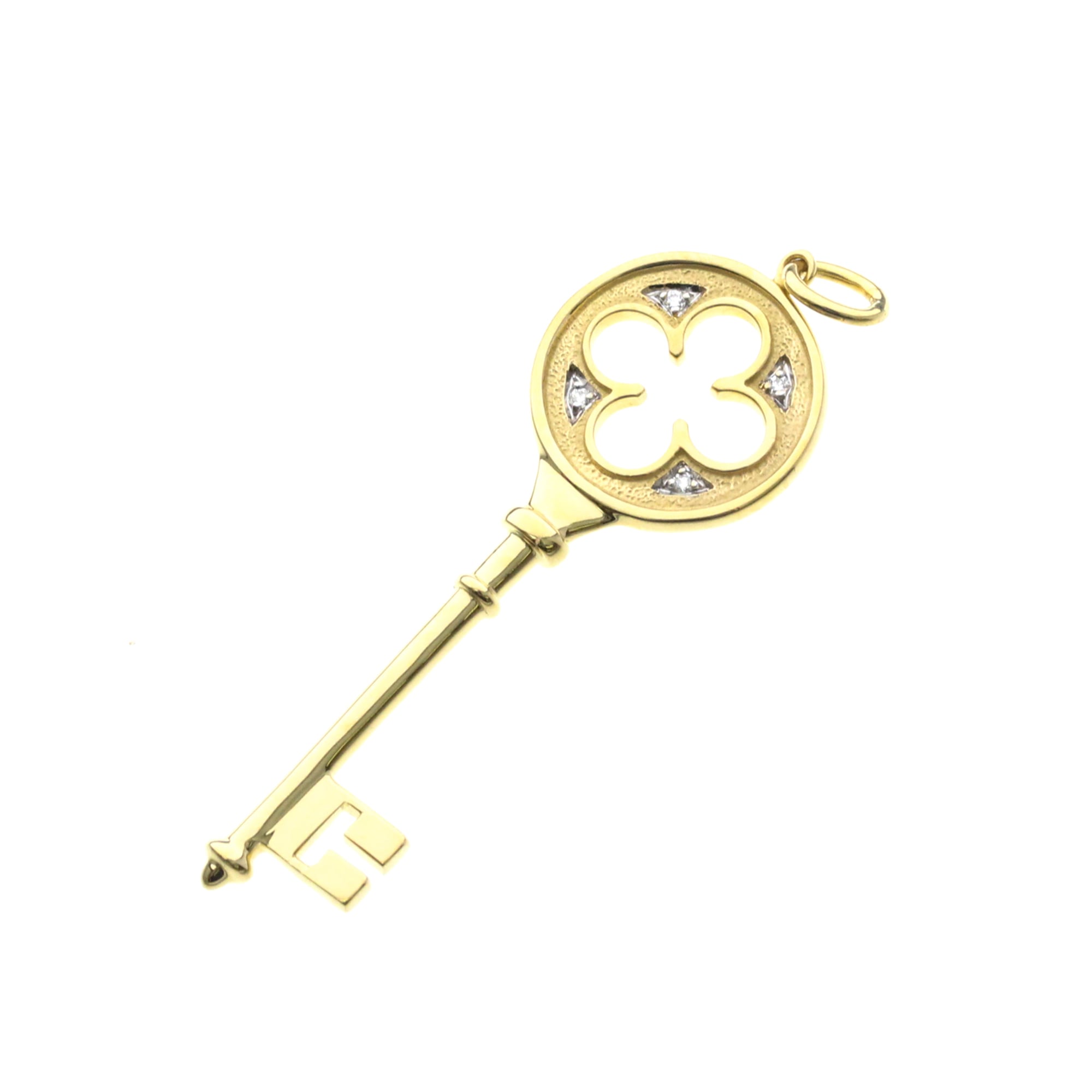 Tiffany Clover Key Pendant Top Yellow Gold (18K) Diamond Women,Men Fashion Pendant (Gold)