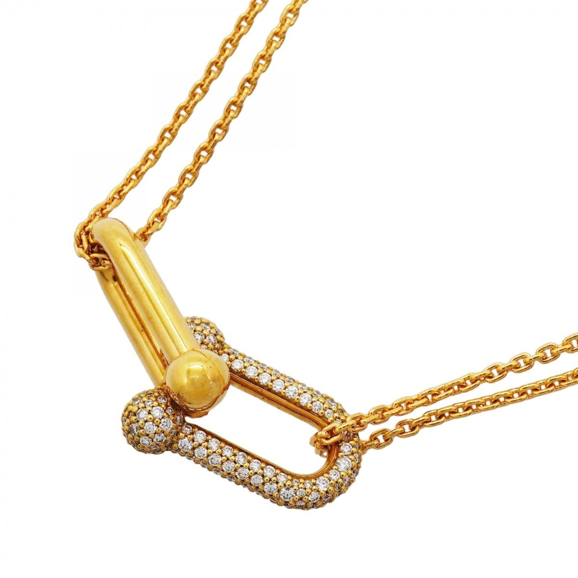 Tiffany & Co. Hardware Double Link Large Necklace, 18K Yellow Gold, 0.74ct Diamond, Women\'s