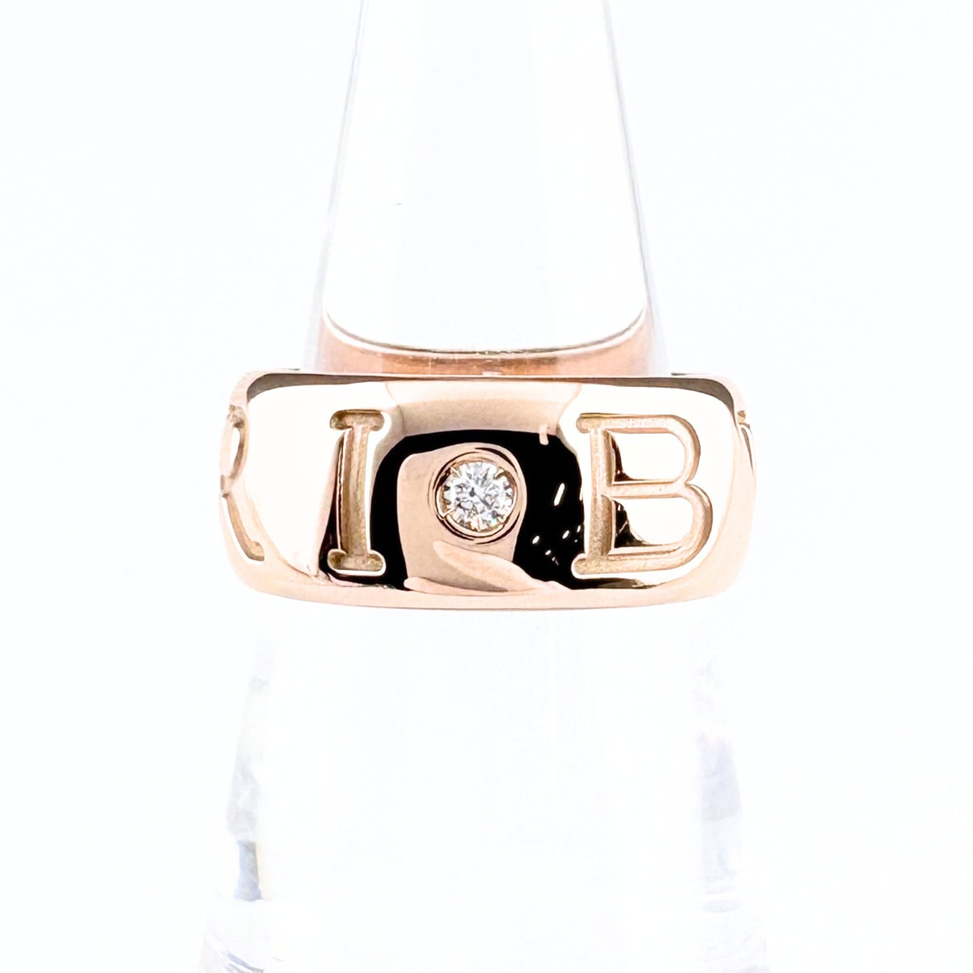 Bulgari BVLGARI Monologo Ring PG Pink Gold with Small Diamonds 750 Women\'s
