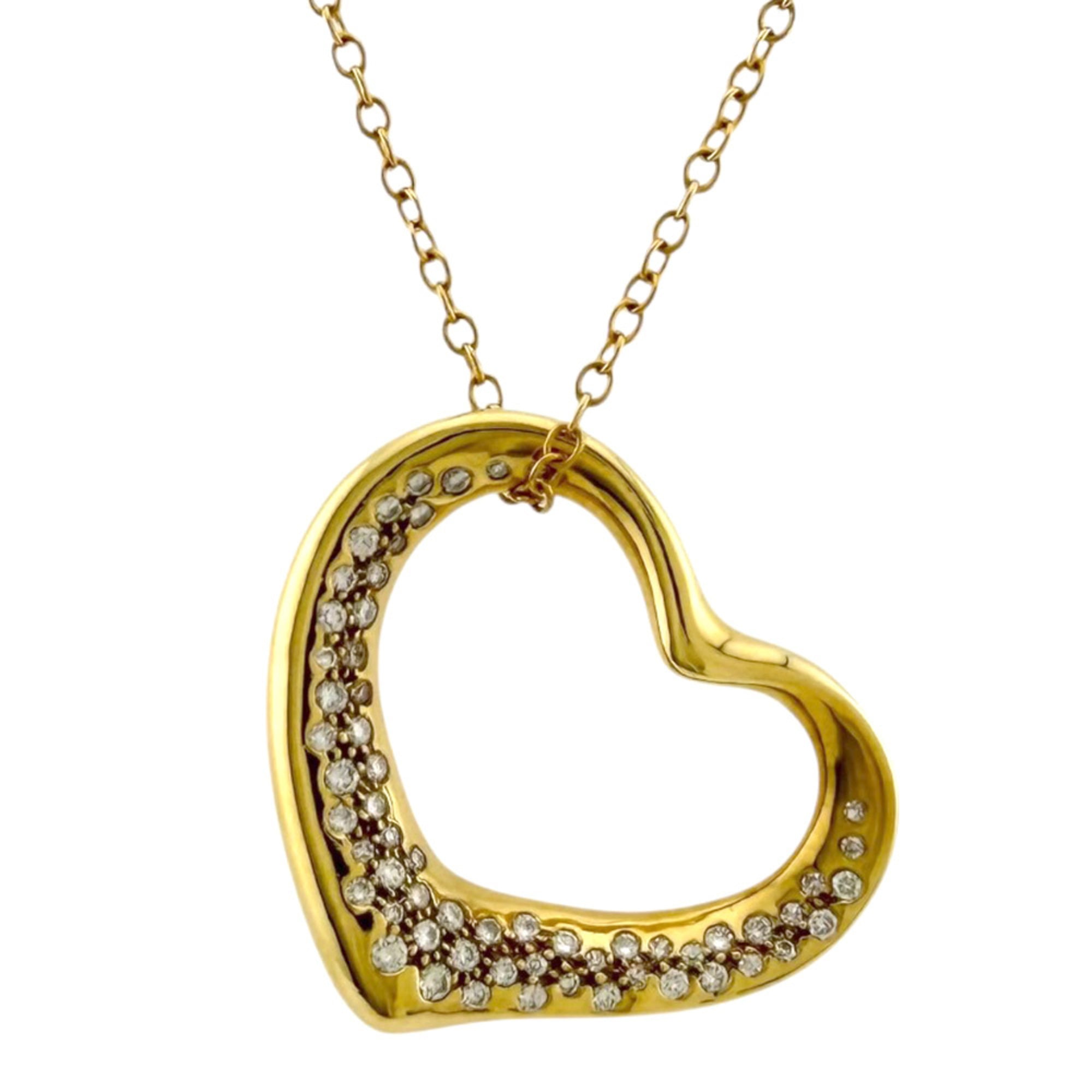 Tiffany & Co. Open Heart Necklace, 18K Yellow Gold, Diamond, Women\'s, Design