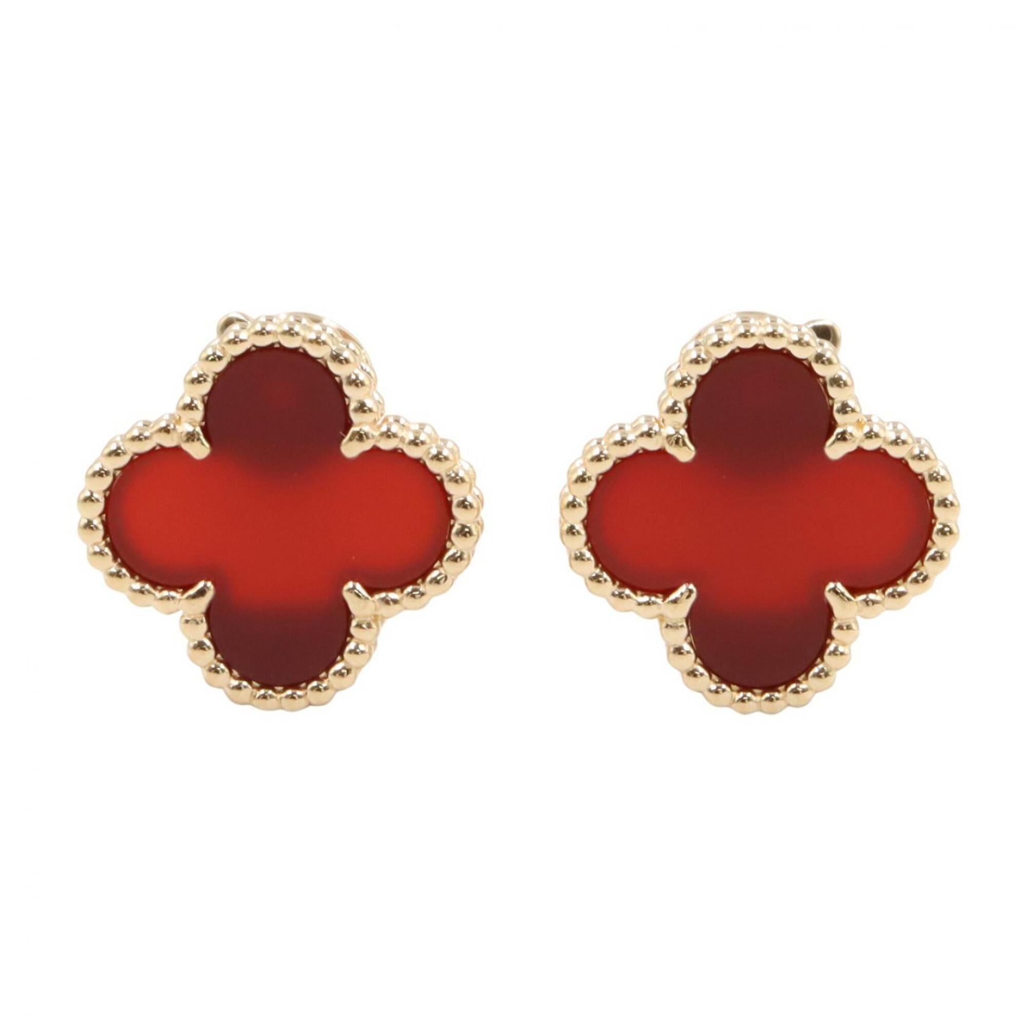Van Cleef & Arpels Vintage Alhambra Carnelian Earrings, 18K (Yellow Gold), Carnelian, Women\'s, Gold