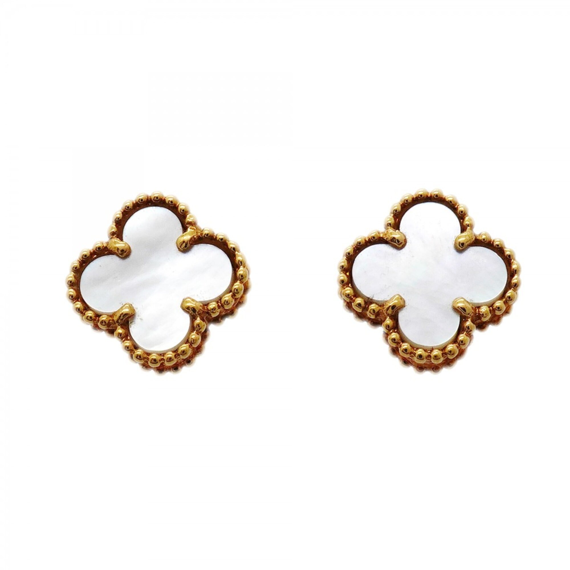 Van Cleef & Arpels Sweet Alhambra Earrings, 18K Yellow Gold, Mother-of-Pearl, Ladies\'