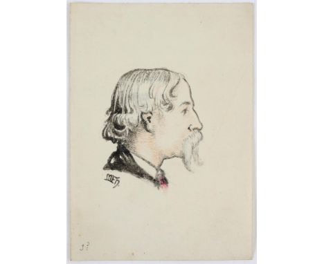 Michael Frederick Halliday (British, 1822-1869), profile portrait of a gentleman with a moustache, signed with initials, wate