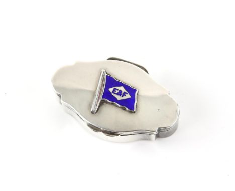 Silver and enamel snuff box with shipping line interest Elders and Fyffes, by Thomas Faltorini, Birmingham 1922