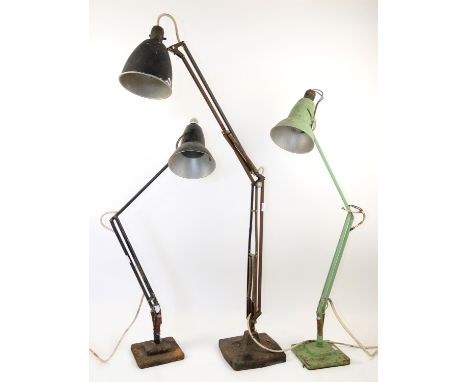 Two vintage Herbert Terry Anglepoise lamps, together with another larger anglepoise desk lamp (3)