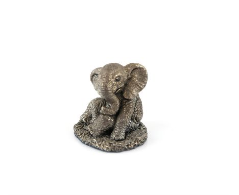 Country Artists silver filled model of a seated baby Elephant, Birmingham