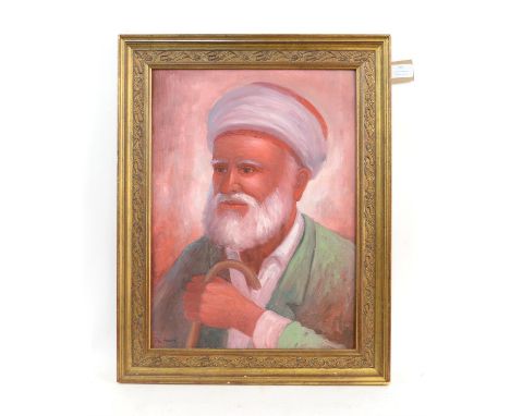 Oil on canvas portrait of a gentleman. Signed indistinctly 'Ali A' lower left. Framed. Image size 45.5 x 32.5cm.