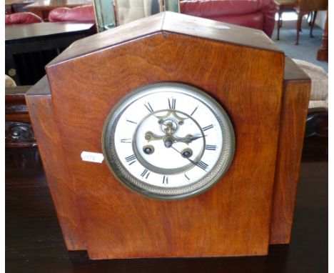 A mahogany cased mantel clock with brocot escapement 