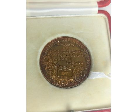 Queen Elizabeth II (1952-2022) a 9ct gold HMS 'Conway' merchant navy cadet school medal, awarded to Anthony Abbot, dated 1971