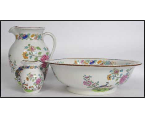 An early 20th century Copeland Spode asiatic design washbowl and jug set being stamped to the underside.Measures: 41cm wide.