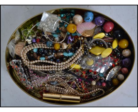 A good group of vintage costume jewellery to include bracelets bangles, beads etc.