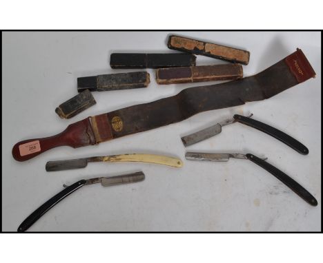A group of vintage 20th century cut throat razors to include William Turner, Crown and Sword, German, Ebony handled all in th