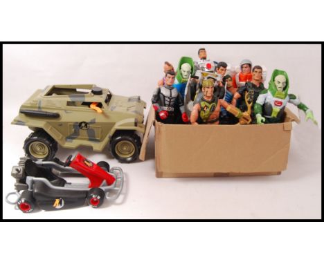 A collection of modern Action Man vehicles &amp; figures to include ; racing car, army vehicle, Action Man figures in various