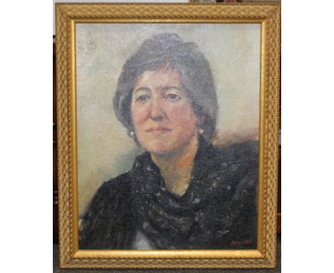 Charles Hardaker, oil on board, Portrait of Elizabeth Edmund, signed, dated Verso 1997. 51cm x 40cm&nbsp;