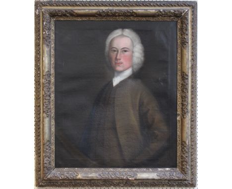 English School, possibly 18th century. Portrait of Thomas Beale, ( 1702-1757). Half length, wearing a powdered wig and brown 