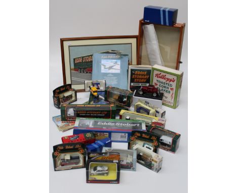 A collection of eighteen Corgi Eddie Stobart die cast vehicles, each boxed, together with various other Lledo commercial vehi