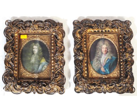 A pair of 20th century Regency Revival high relief carved gilded frames having scrolled rocaille and acanthus type motifs wit