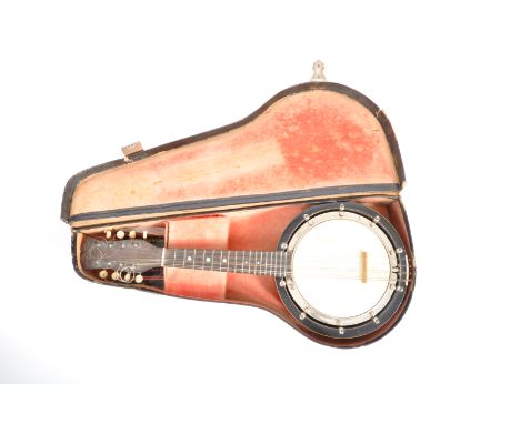 A cased early 20th century Wallistro Zither Mandolin. The rosewood body with tapering stem and head. Marked for Wallistro -  