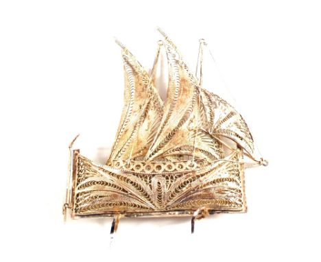 A filigree Silver model of a ship