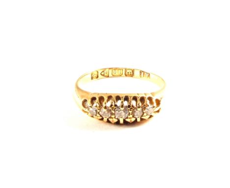 An 18ct Gold five Diamond ring, size K