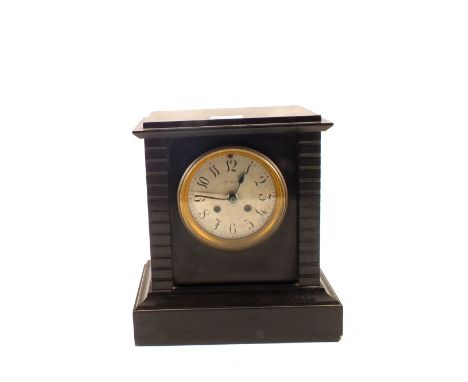 A black slate mantel clock with battery movement