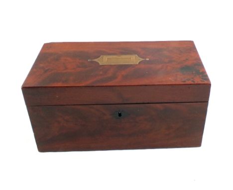 A Georgian Mahogany two compartment tea caddy with recessed Brass handle