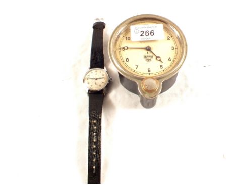 A Smiths car clock plus a gents lip wristwatch