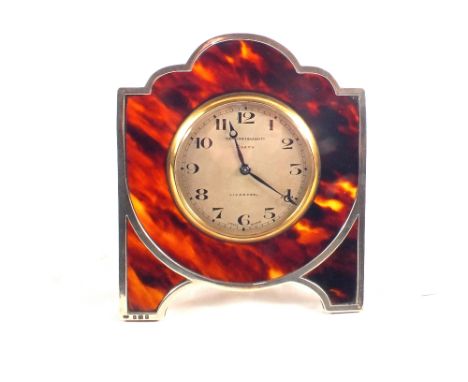 A Silver and Tortoiseshell eight day travelling clock by Penlington Batty, Liverpool