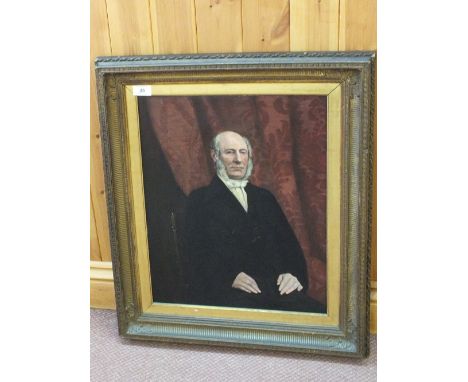 A 19th Century oil on canvas of a half length portrait of a gentleman, 18" x 15"
