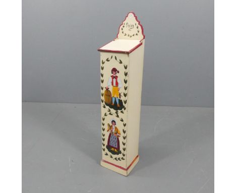 A vintage French folk art painted baguette box. H95cm. 