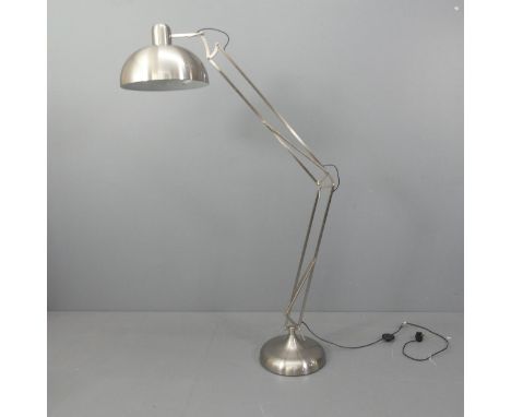 A contemporary anglepoise style floor lamp in brushed metal finish. Height as pictured 165cm. 