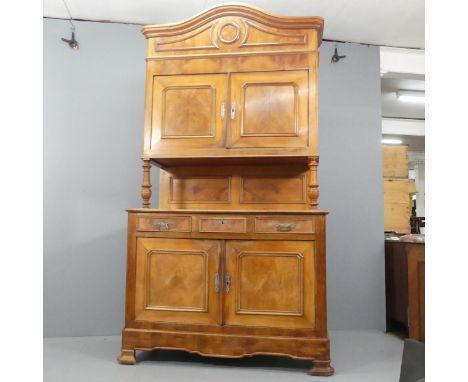 A French cherrywood four-section buffet. W134cm, H242cm, D55cm. 