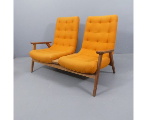 BARK FURNITURE - A contemporary two-seater Acorn sofa, with upholstered seats on cherrywood frame. Overall W135cm, H90cm, D85