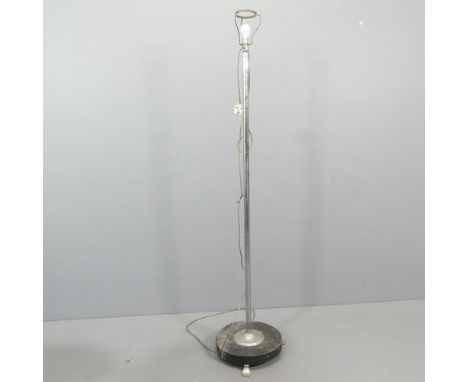 An Art Deco style chrome and ebonised standard lamp. Height to bayonet 162cm. 