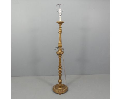 A Victorian style gilt-painted standard lamp. Height to bayonet 165cm. 