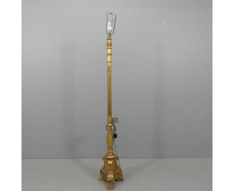 A Regency style gilt painted standard lamp. Height to bayonet 155cm. 