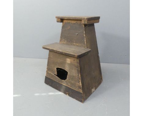 A Japanese painted pine step stool. Height 62cm. 