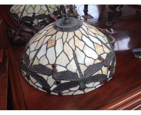 A leaded glass light shade