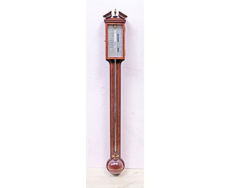 A Roselli London mahogany stick barometer. L38cm