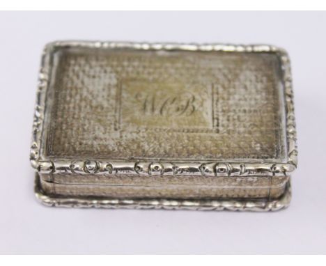 An early Victorian silver snuff box, length 4.3cm, Edward Smith, Birmingham 1844. Condition - good, no damage/repair, general