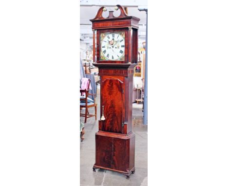 A 19th Century mahogany long case clock, the painted dial labelled 'Hodchon Preston'. H219cm