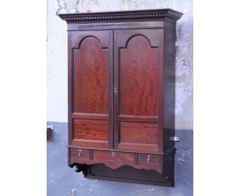 A Georgian wall mounting secretaire cabinet. W80cm D32cm H118cm