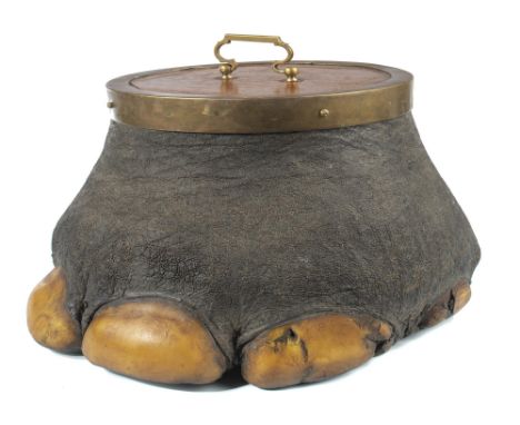 Taxidermy/Interior Design: Rowland Ward: An elephant foot tea caddy with label to lid28cm high