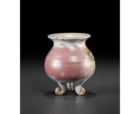 A JUN PURPLE-SPLASHED TRIPOD CENSER, NORTHERN SONG TO YUAN DYNASTY 北宋至元鈞窯紫斑三足爐China, 960-1368. The globular body supported on