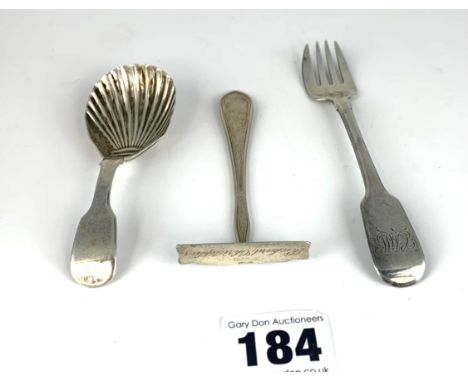 Silver baby fork, pusher and spoon, total w: 1.6 ozt