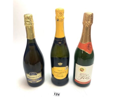 3 bottles sparkling wine - Prosecco Prodotto in Italia, Prosecco Primo Welner Family Selection &amp; Sainsbury's Bucks Fizz