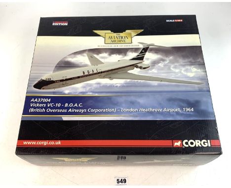 Boxed Corgi Aviation Archive airplane- Limited Edition AA37004 Vickers VC-10-BOAC, London Heathrow Airport 1964