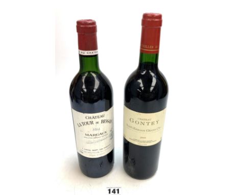 2 bottles of red wine - Chateau La Tour de Bessan  Margaux 1984 and Chateau Gontey Saint-Emilion Grand Cru 2000