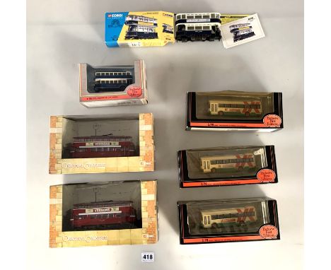 2 boxed Corgi Original Omnibus trams, 3 boxed Exclusive First Editions Yorkshire Rider buses, 1 boxed Exclusive First Edition