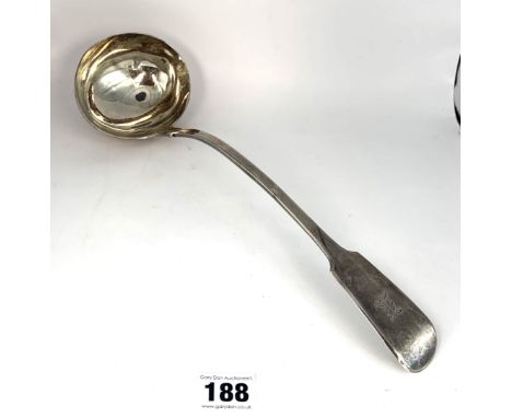 Large silver ladle 13" long, w: 7.8 ozt